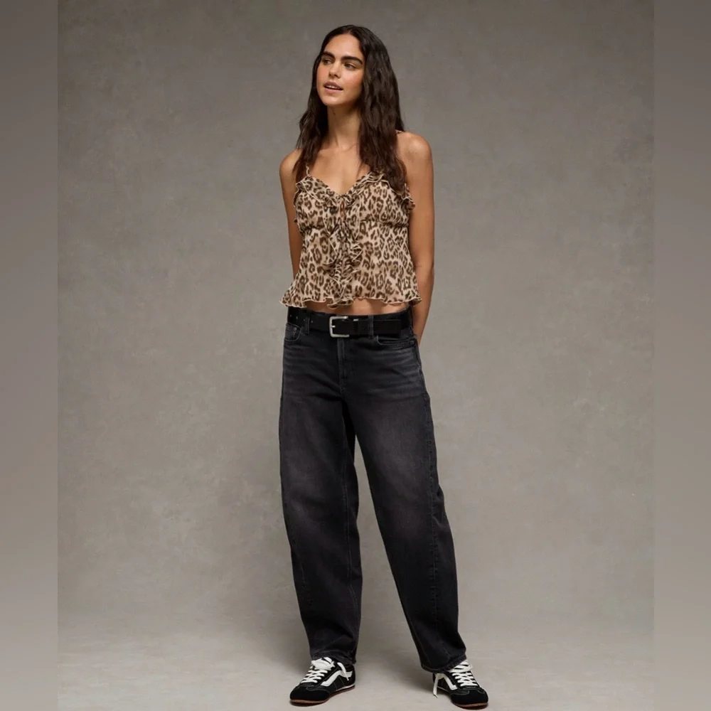 American Eagle Leopard Print Ruffle Cami - Picture 5 of 6